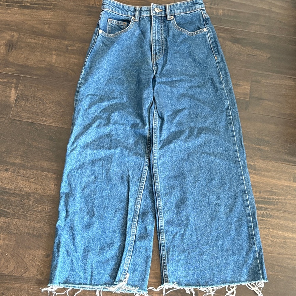 Zara Wide-Leg High-Rise Denim Jeans in Blue